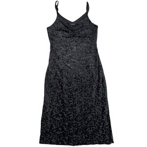 Rachel Zoe Velvet Floral Slip Dress‎ MED Black Midi Cocktail Whimsigoth Witchy